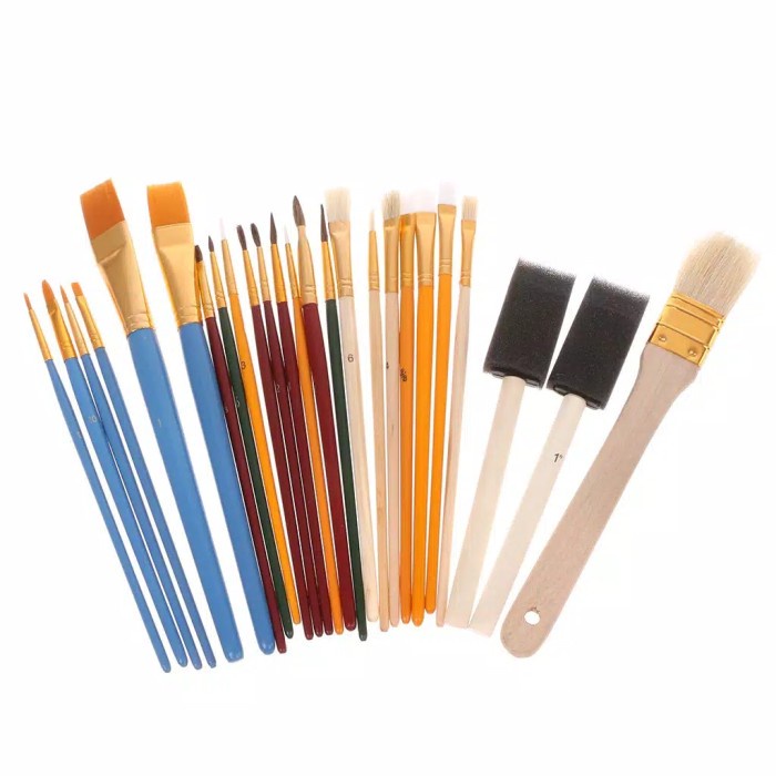 

Kuas Lukis Cat Air Akrilik Set 25 pcs Oil Paint Brush