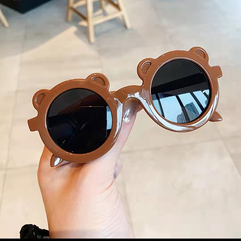(COD) Kacamata Anak New Trend/Fashion Anak Terbaru Telinga Beruang High Quality-cokelat