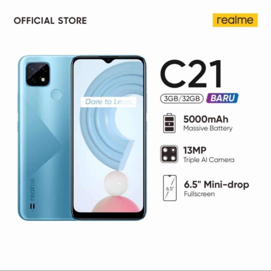 Realme C21 3/32 Ram 3GB Internal 32GB Garansi Resmi