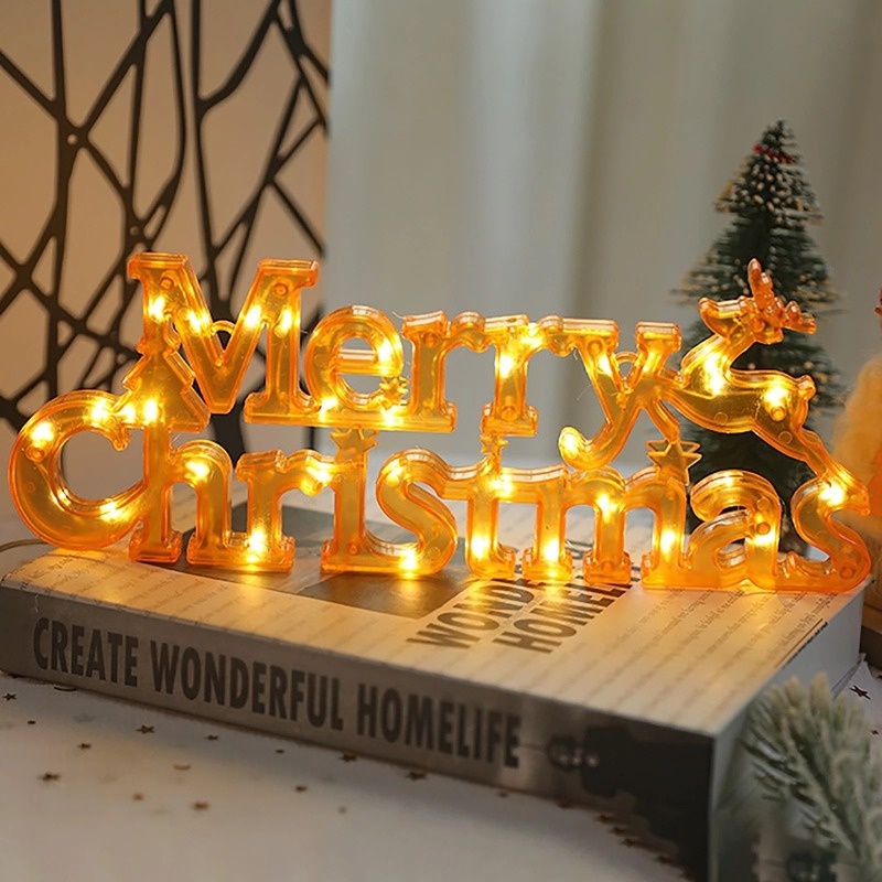 Creative Merry Christmas Letter Sign LED Lights/ Xmas Decoration Colorful Letter Modeling Lights