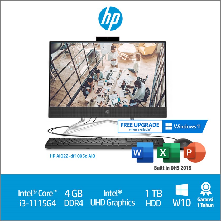 HP PC 22-df1005d All-in-One Desktop (39Y25PA) / 21.5" / Intel� Core� i3-1115G4 / 4GB / 1TB / W10