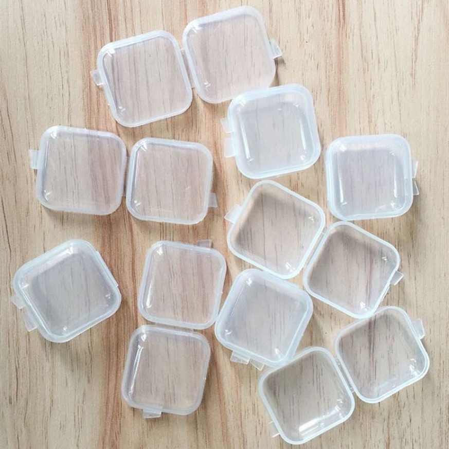 BRGUNIK 1pcs Kotak Penyimpanan Perhiasan Anting Pil Mini Portabel Bahan Plastik Transparan Bentuk Persegi R609