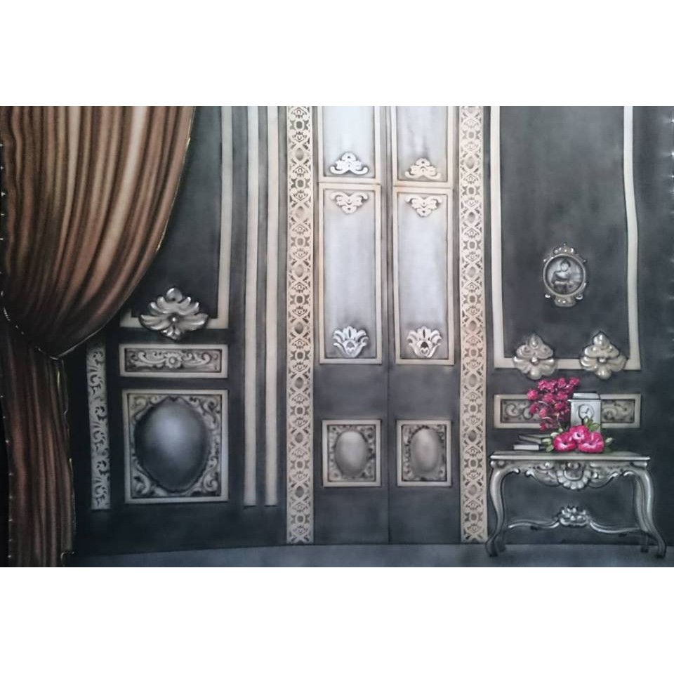 Background/Latar Belakang Photo Model Pilar Latar Pelaminan Corak Putih 1 Background photo studio