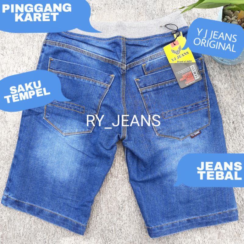 Celana jeans kolor pinggang karet rib yj jeans pria celana jumbo pria jeans pendek pria street