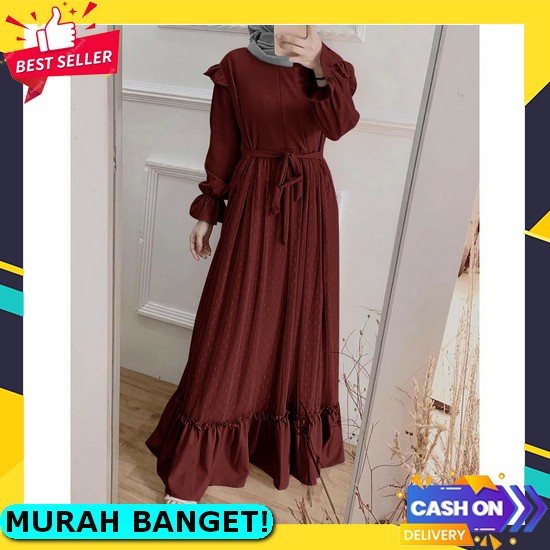 Blesia Gamis Remaja Kekinian Korean Style Lebaran Terbaru 2022 Jumbo Ld 110-115Cm Model Rempel Susun