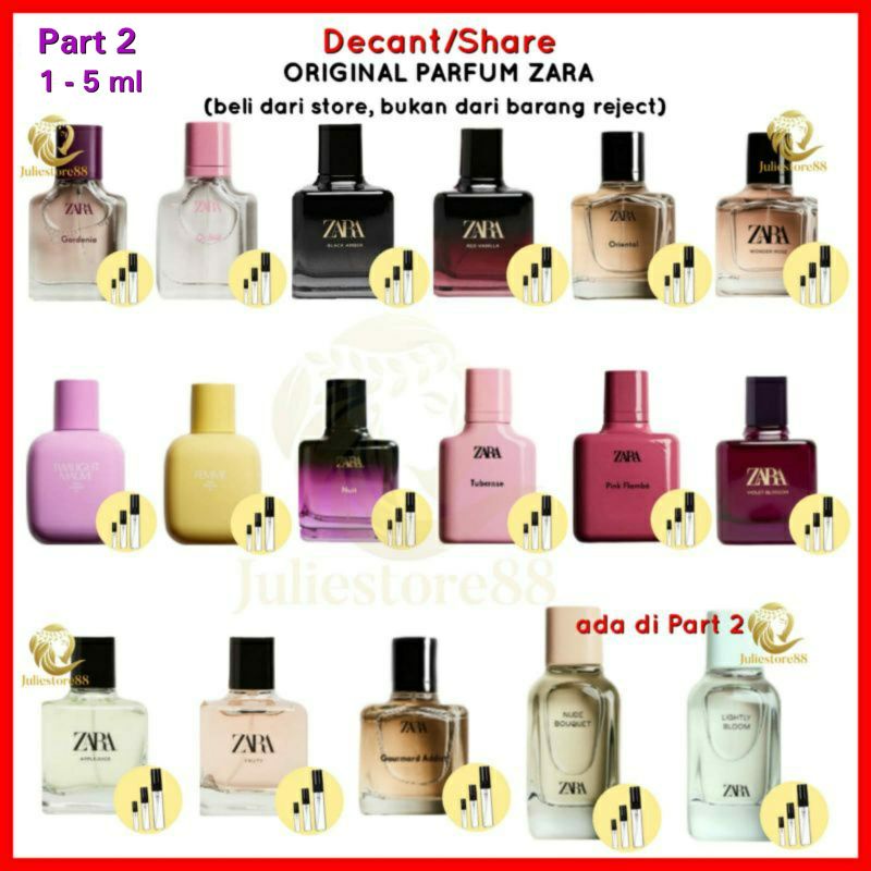 (Decant/Share) Parfum ZARA Gardenia Orchid Oriental Black Amber Tube Rose Wonder Rose Femme Apple Juice