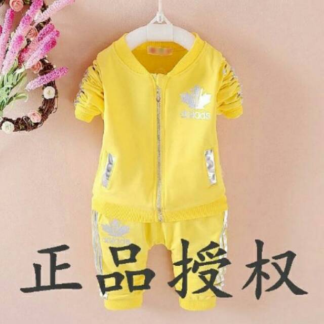Jaket Anak Cowok Fashion / Pakaian Anak-Anak Import / Setelan Jaket Adidas Kuning