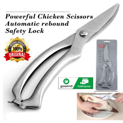 Pisau Gunting Pemotong Tulang Daging Ikan Ayam SAYUR Otomatis Stainless Serbaguna ORIGINAL KOREA