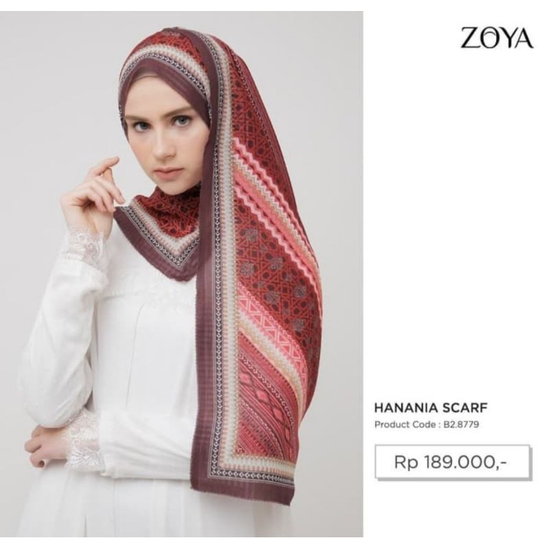 Zoya Hanania Scarf - Kerudung Segiempat Motif - Hijab Mirah