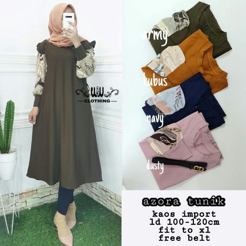 AZORA Tunik  kaos import ld 100-120 fit to xl FREE BELT