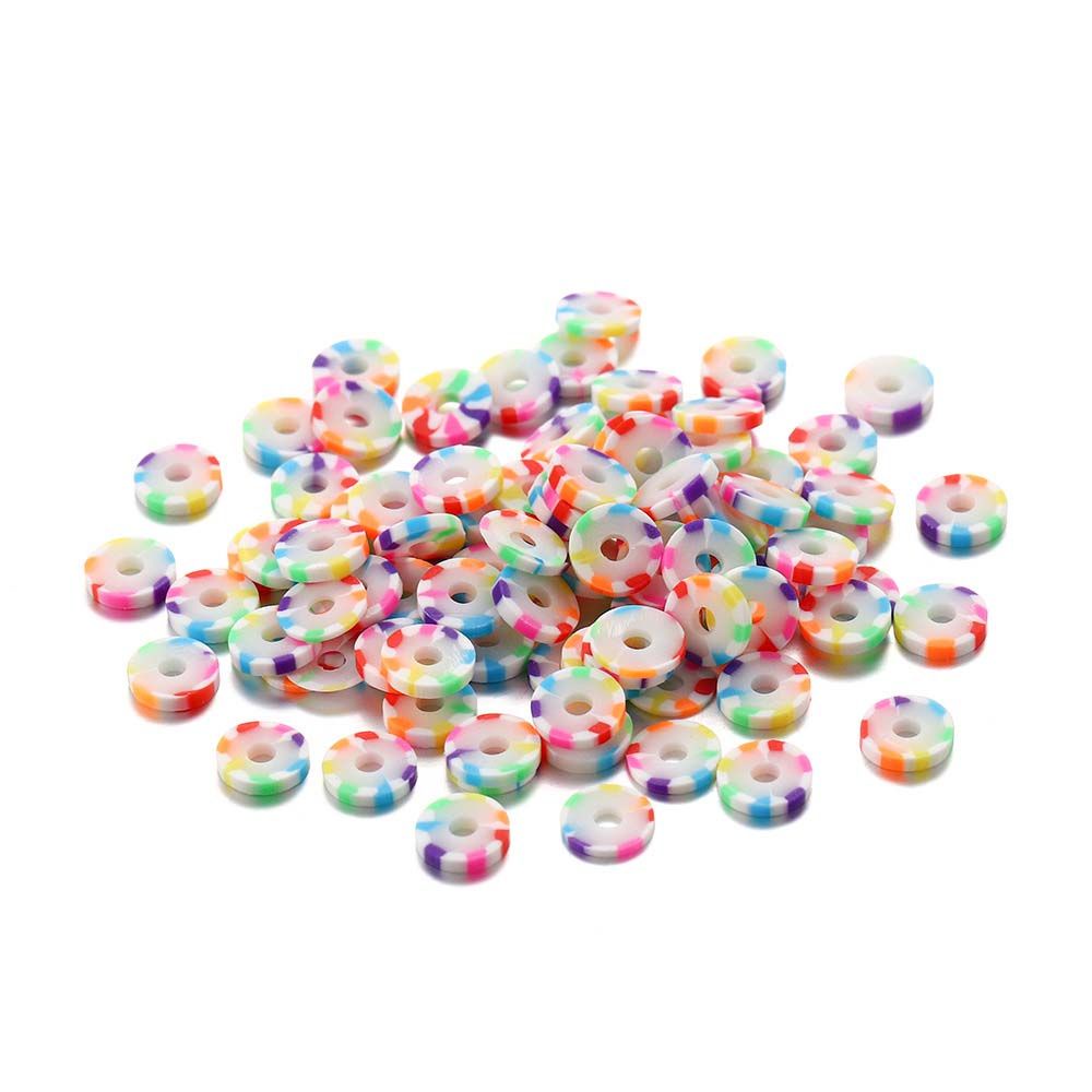 Needway  6mm Polymer Clay Beads Loose Jewelry Making Spacer Creative Colorful Flat Round For DIY Handmade Beads Bracelet Finding