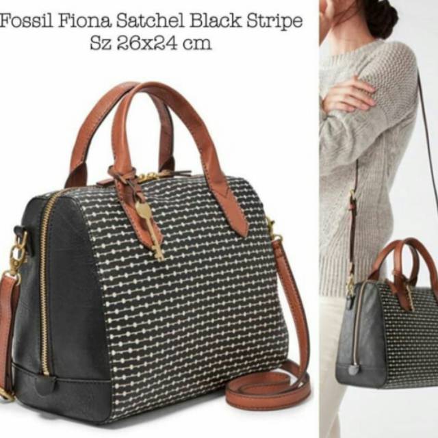 Fossil bag medium fiona satchel black