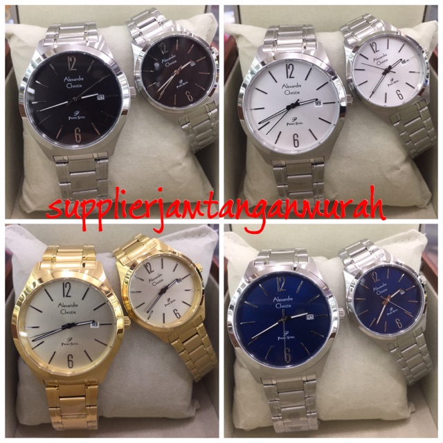 Jam Tangan Alexandre Christie 1009 Primo Steel Couple