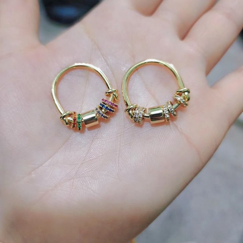 Cincin Fidget Spinner Kristal Zircon Warna-Warni Anti Stress Untuk Pria / Wanita