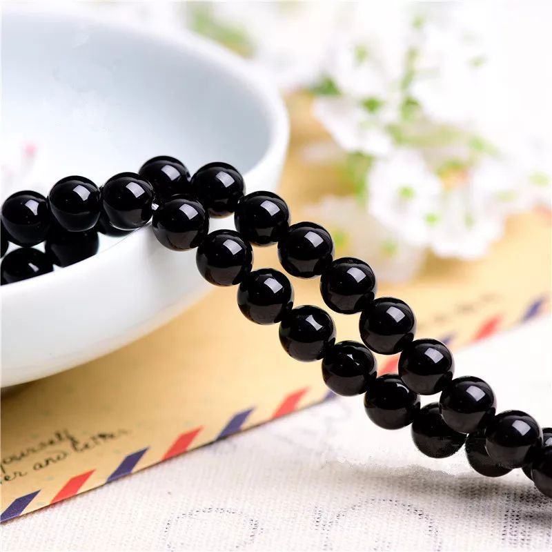 Bahan Gelang Batu Alam Black Onyx Hitam Bahan Kerajinan DIY