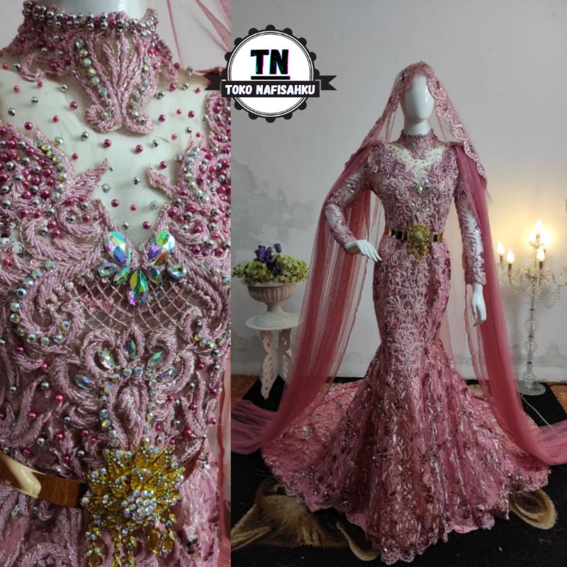 GAUN PENGANTIN SLIM SPAN EKOR FULL PAYET MODERN | DRESS PENGANTIN | KEBAYA PENGANTIN PAYET | GAUN