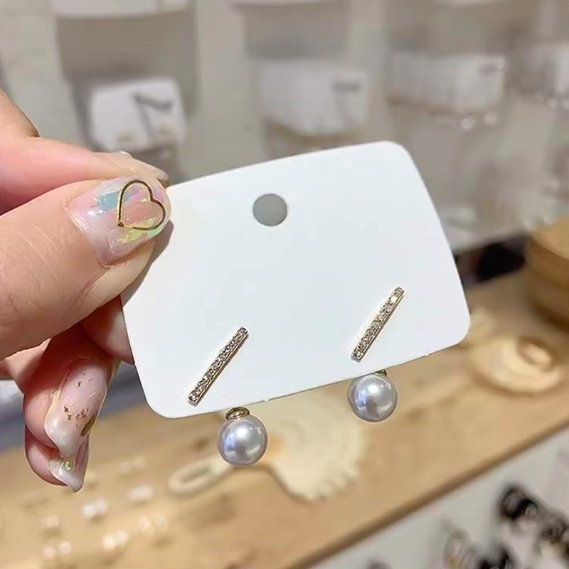 Anting 925 Silver Needle Hias Mutiara Berlian Imitasi Gaya Korea Untuk Wanita