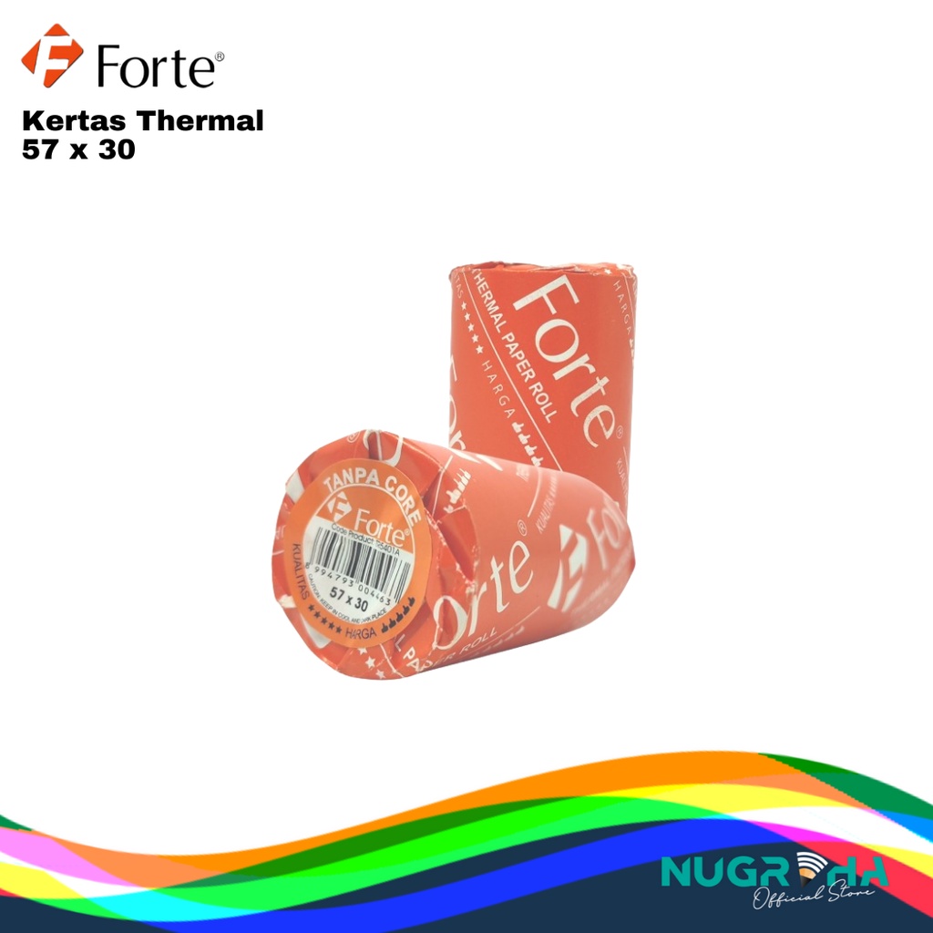 

KERTAS THERMAL 57 X 30 TANPA CORE FORTE 1 ROLL