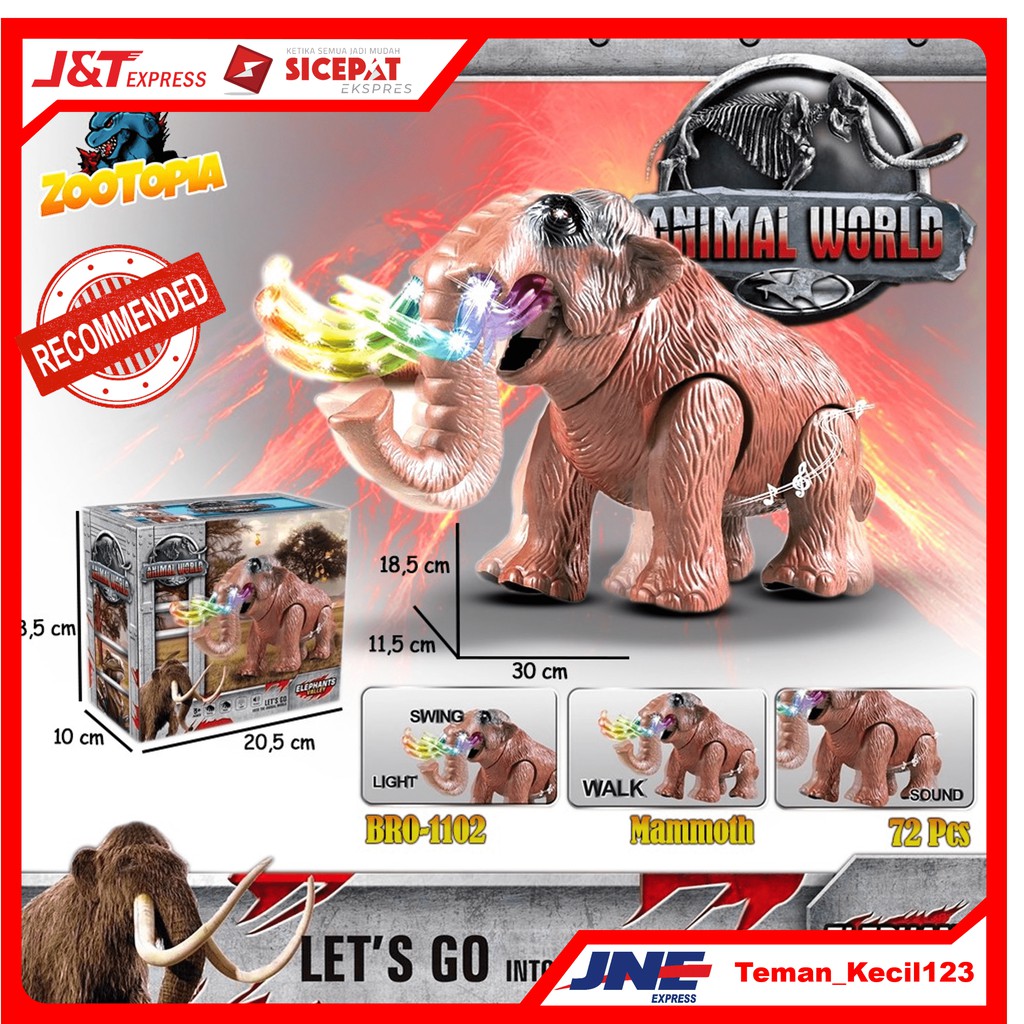 Mainan Anak / Robot Hewan / Mainan Godzilla / Mainan Gajah Mammoth / Baterai BRO1102