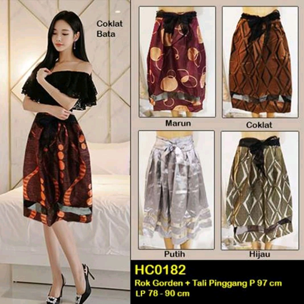 HC0182 Rok Tunic + Tali Pinggang Gorden Premium / Rok Pendek / Rok Motif / Rok / Rok Batik