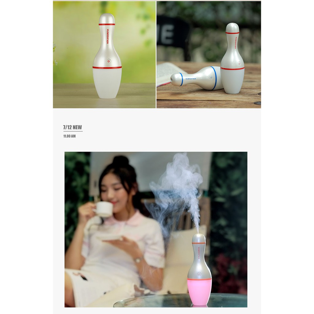 Cute Bowling Shape 7 Colors LED  Oil Diffuser Humidifier - 150ml