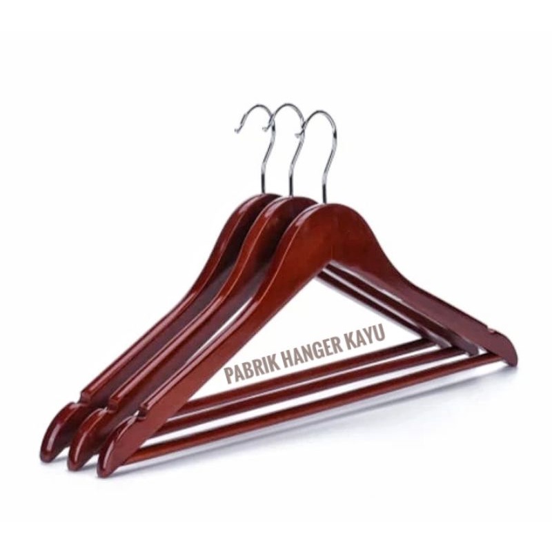 HANGER KAYU COKELAT DEWASA PALANG