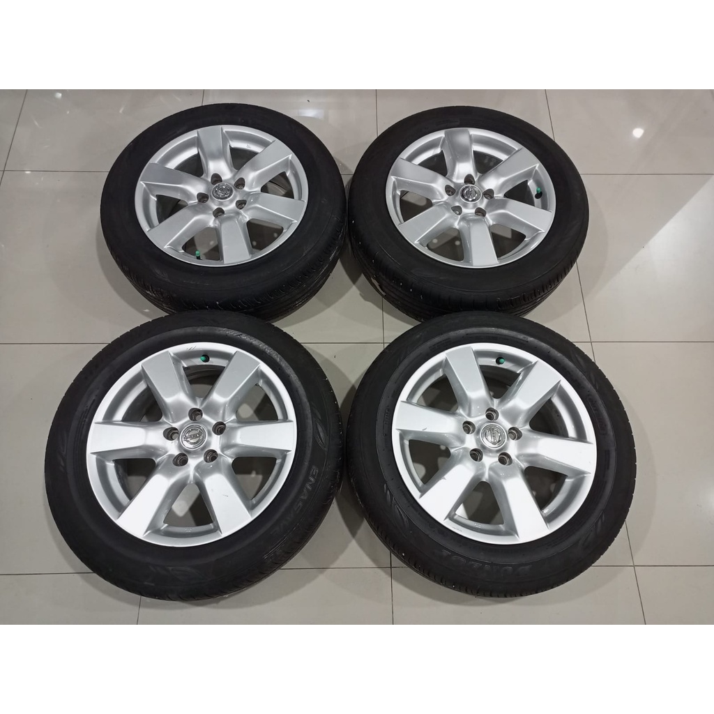 VELG MOBIL COPOTAN BEKAS MURAH STD X-TRAIL RING 17 LEBAR 7 PCD 5X114,3 SILVER + BAN DUNLOP 215 60 R1