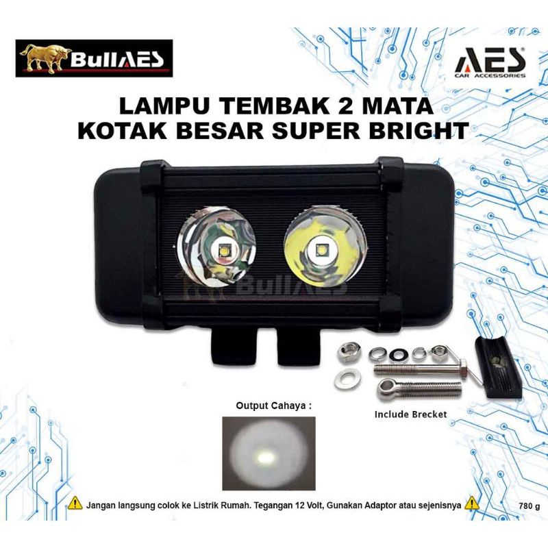 LAMPU TEMBAK 2 MATA KOTAK BESAR SUPERBRIGHT LED CREE LAMPU TEMBAK 2 MATA