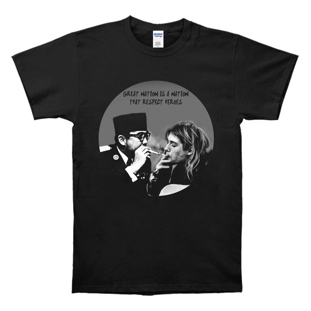 kurt cobain x ir soekarno great nation is a nation that respect heroes t shirt merchandise tee