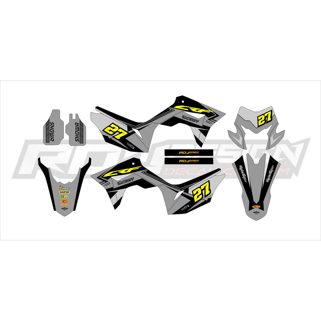 DECAL STICKER CRF 150 L (020) DEKAL STIKER HITAM ABU SILVER