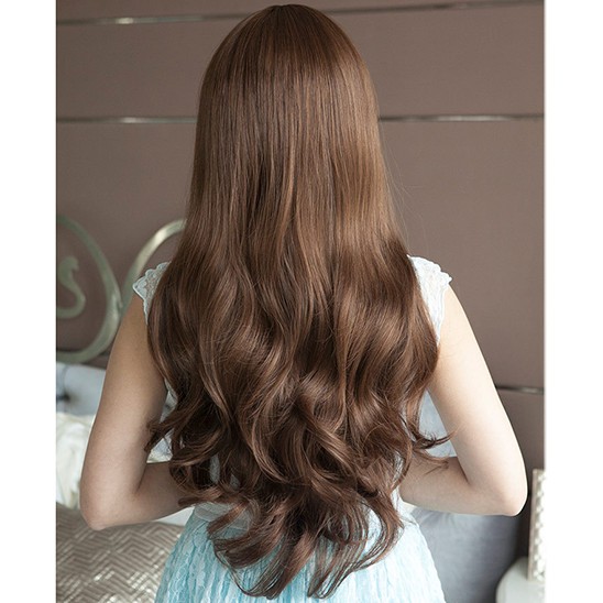 Wig Full Lace Fashion Wanita Korean Panjang Bergelombang Rambut Palsu Warna Natural Wig Hair Women's