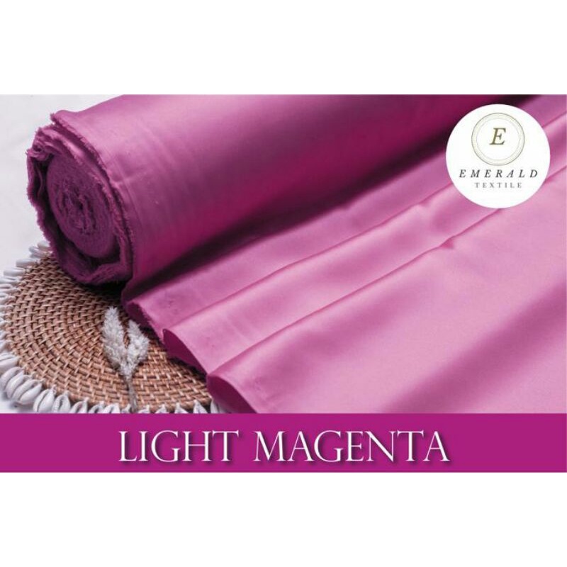 ( BUKAN HIJAB ) SETENGAH METER Kain Satin Velvet Roberto Cavalli Silk Premium - Light Magenta/Bubble Gum ( HARGA PER 50cm KAIN )