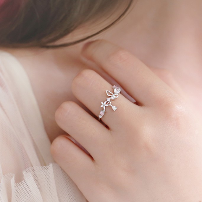 Cincin Lapis Emas Hias Kristal Untuk Wanita