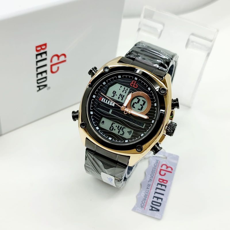 (COD)Jam Tangan Pria BELLEDA KF9114 Sport Rantai Stainless Steel waterproof