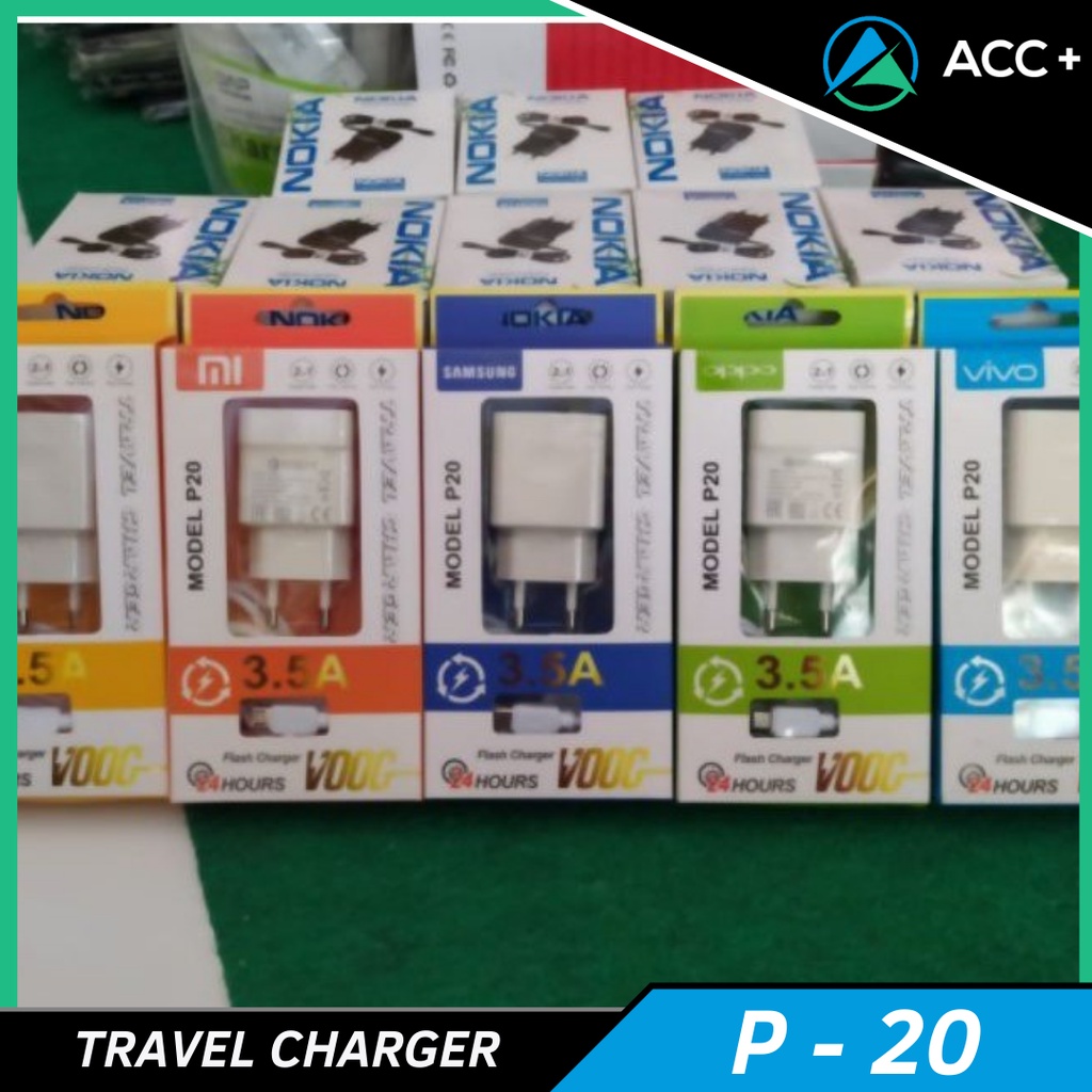 TRAVEL CHARGER P20 MERK SAMSUNG OPPO XIAOMI VIVO REALME QUALCOM 3.5A