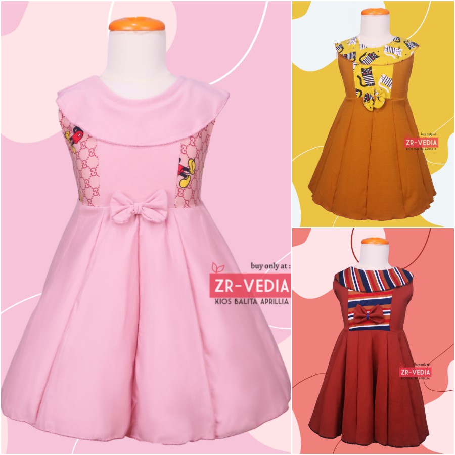 Dress Cantika uk 4-5 Tahun / Baju Anak Perempuan Dres Yukensi Harian Gaun Pesta Balita Cewek Import