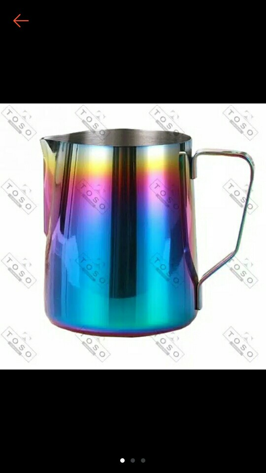 Milk Jug Rainbow 350ml Coffee Latte Jug Stainless Steamer Pitcher Kopi