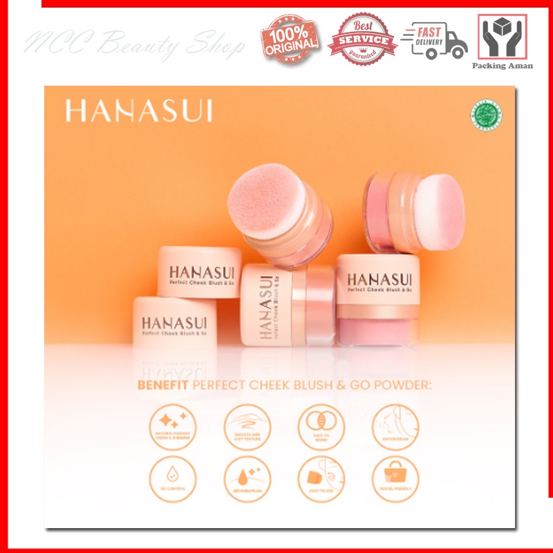 * NCC * Hanasui Perfect Cheek Blush On And Go Powder Blush Kosmetik Wajah Make Up - Netto 2.5 gr