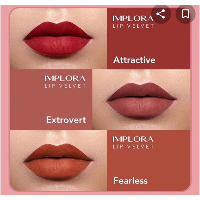 `ღ´ PHINKL `ღ´ ɪ ᴍ ᴘ ʟ ᴏ ʀ ᴀ   Implora lip velvet mattee lipstick lembut cair hasil tahan lama bisa ombre