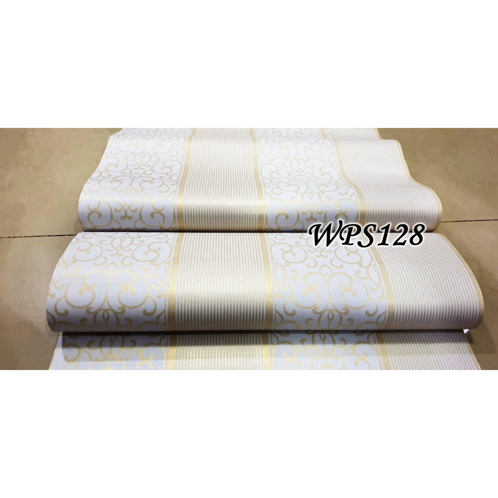 WPS128 WHITE, SILVER N GOLD VECTOR WALLPAPER STICKER STIKER DINDING TEMBOK RETRO KLASIK CLASSIC DIY 