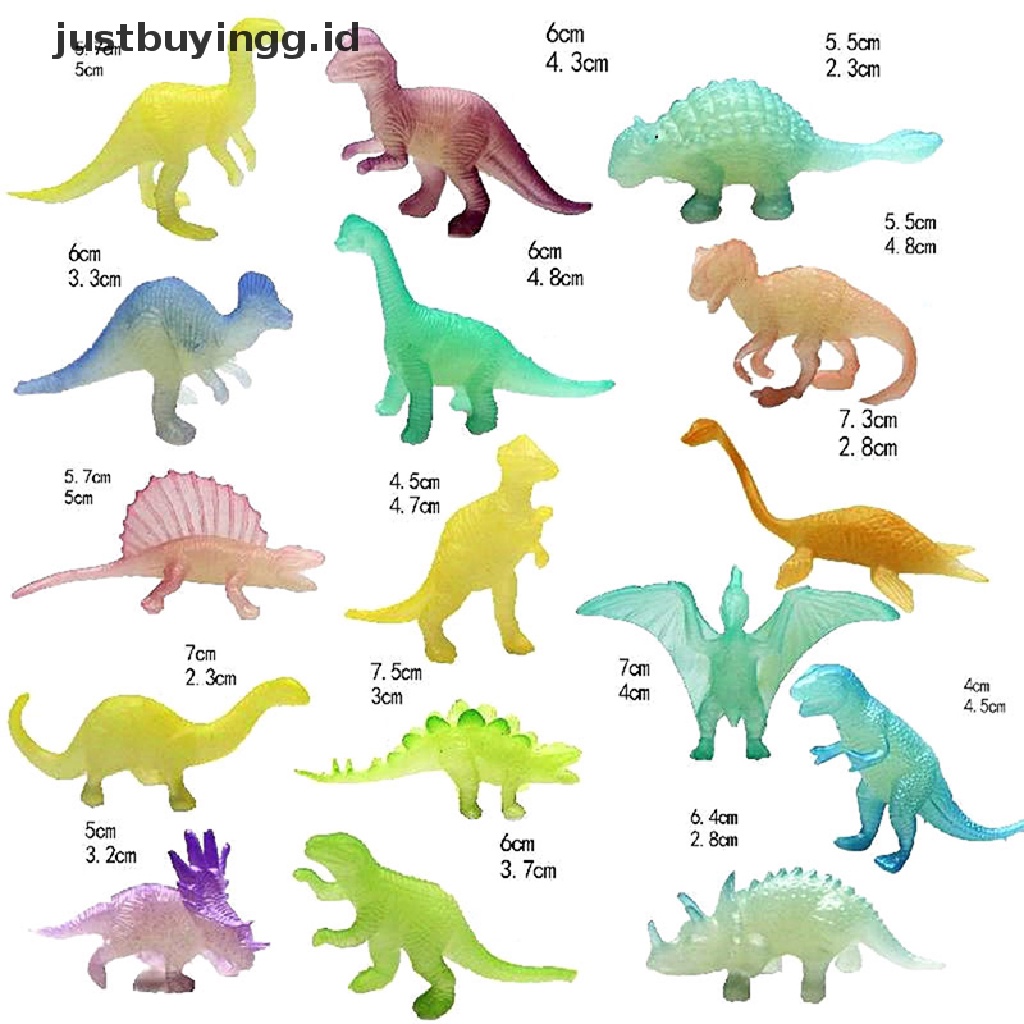 (Justbuyingg.Id) 16pcs / Set Mainan Dinosaurus Jurassic Glow In The Dark