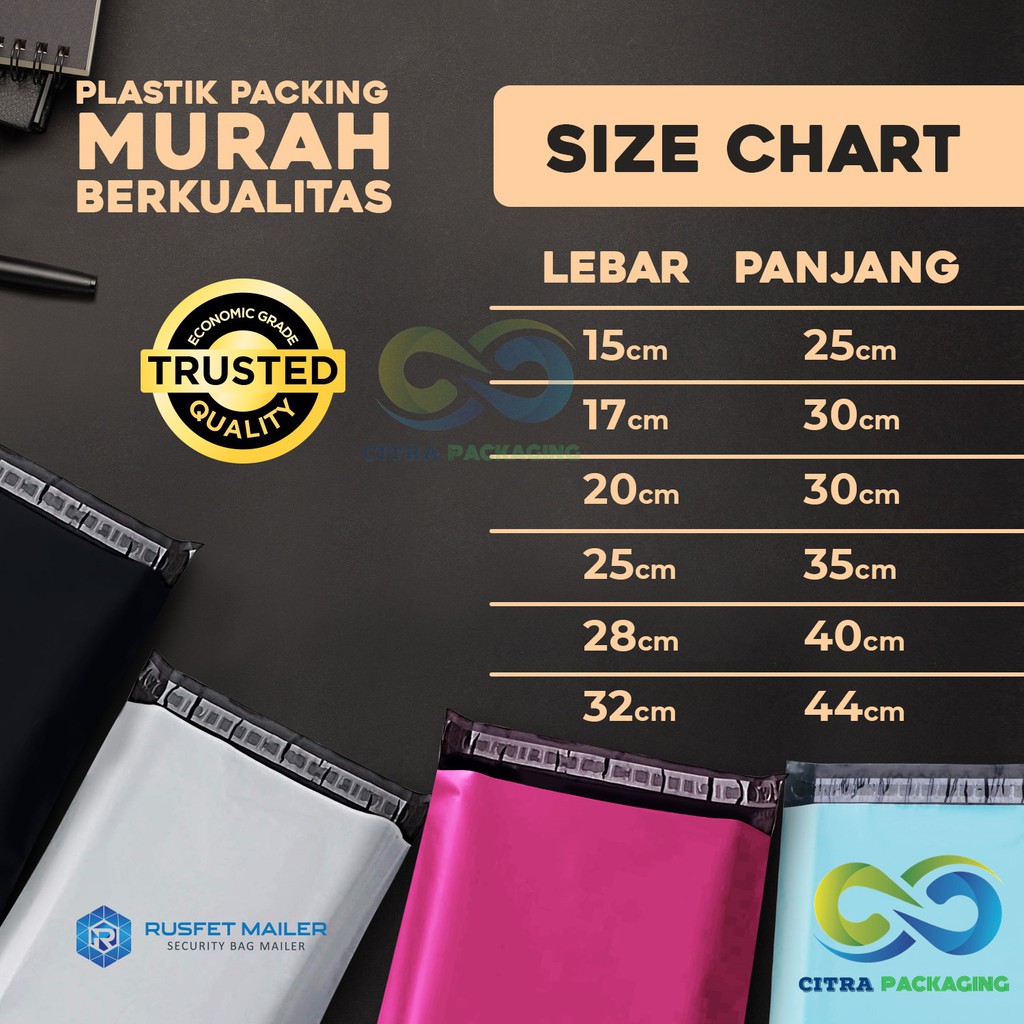 

POLYMAILER AMPLOP PACKING ONLINE SHOP TERMURAH - ISI 100 LEMBAR