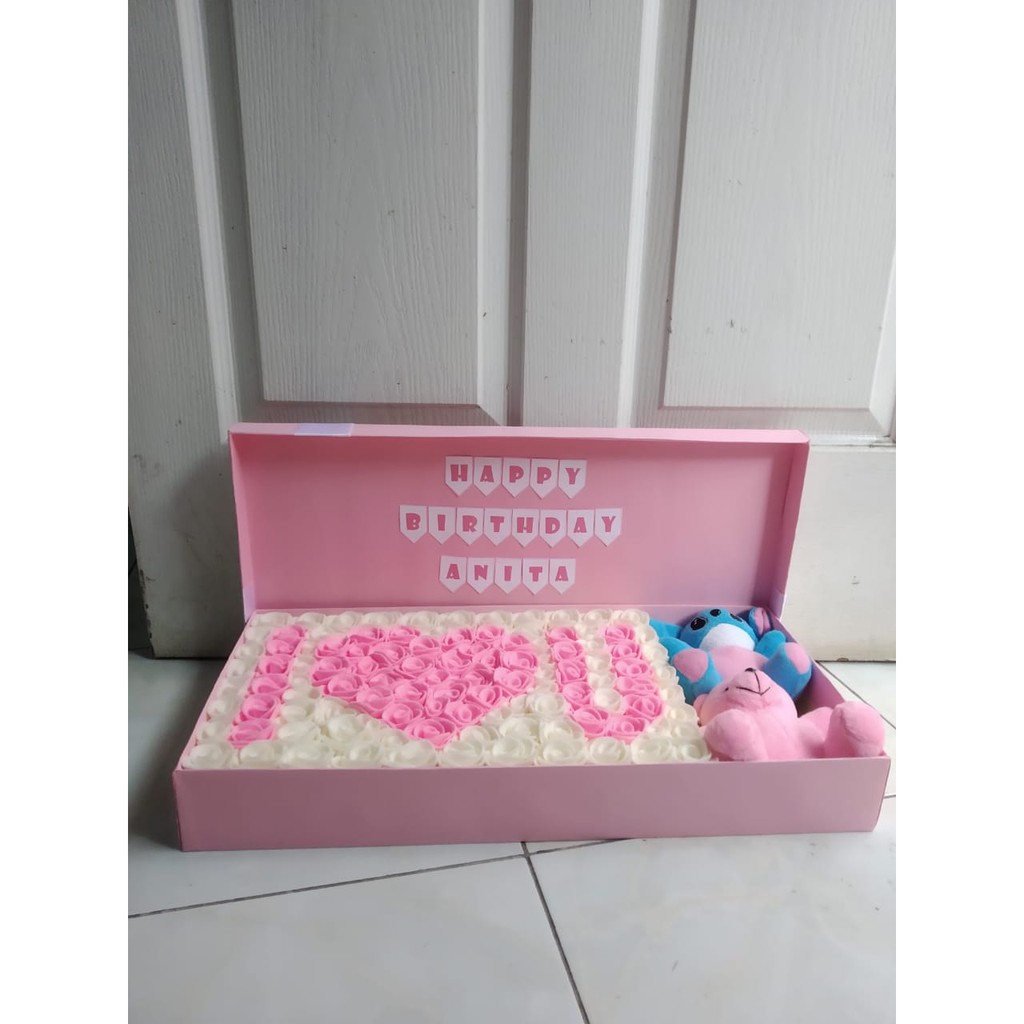 Box Flower Flanel 3 huruf + Boneka