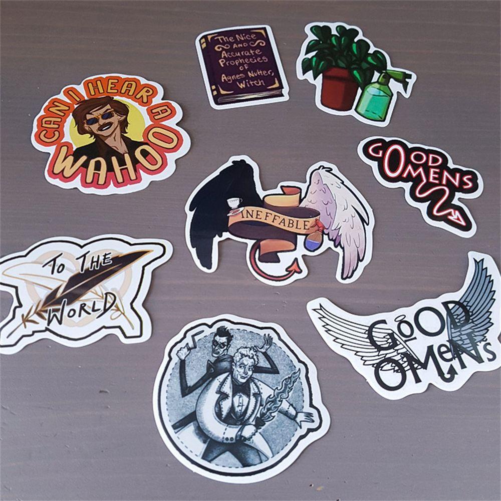 Lanfy Good Omens Stiker Multi Use DIY Mainan Decals Laptop Notebook Skateboard Stationery Sticker