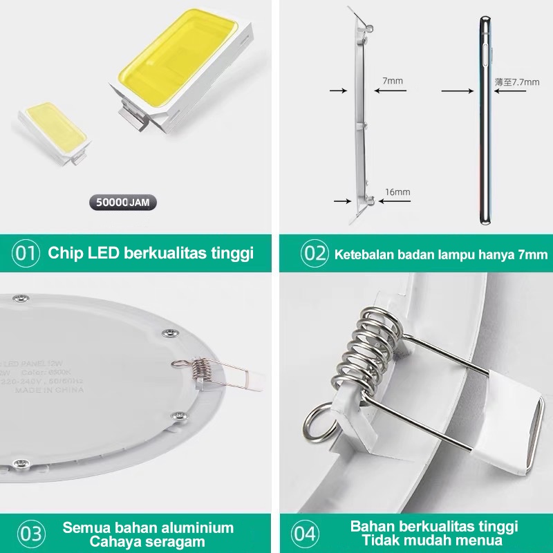 Golden LED Lampu Plafon LAMPU DOWNLIGHT LED PANEL LIGHT 6WATT DOWNLIGHT PANEL/Putih+Kuning