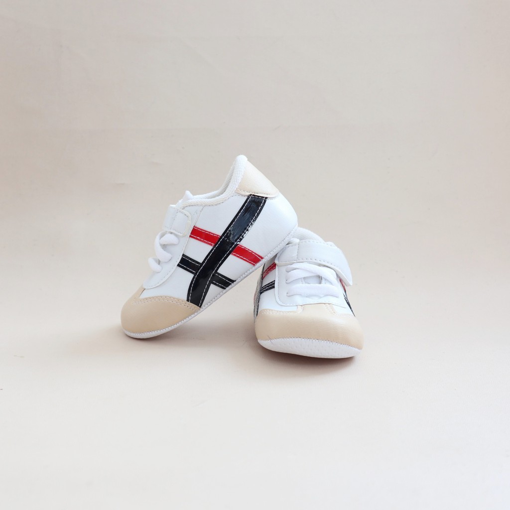 Nuna Store Sepatu Anak Bayi Laki - laki 0 - 12 Bulan Bahan Kanvas kain Motif Sepatu stripe