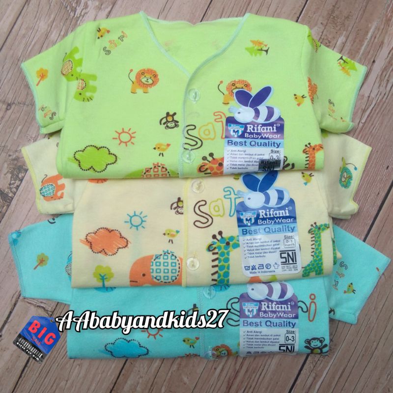 Rifani 3PC Baju Bayi Newborn Lengan Pendek Full Print SNI Hight Quality