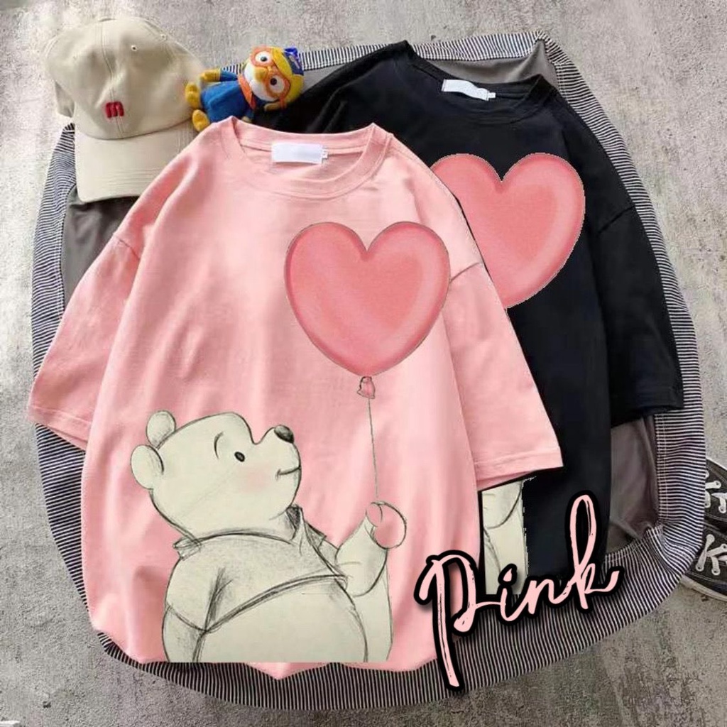 VS GG - ASLI JUMBO baju atasan KAOS JUMBO - big size POOH LOVE - konveksimurah