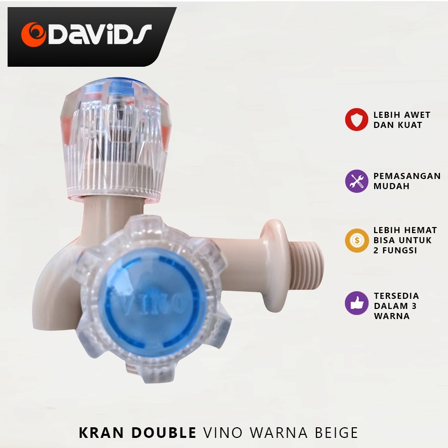 Vino Kran Cabang Shower 2 Double Mesin Cuci Keran Air Plastik Pvc Anti Bocor Sower Dobel