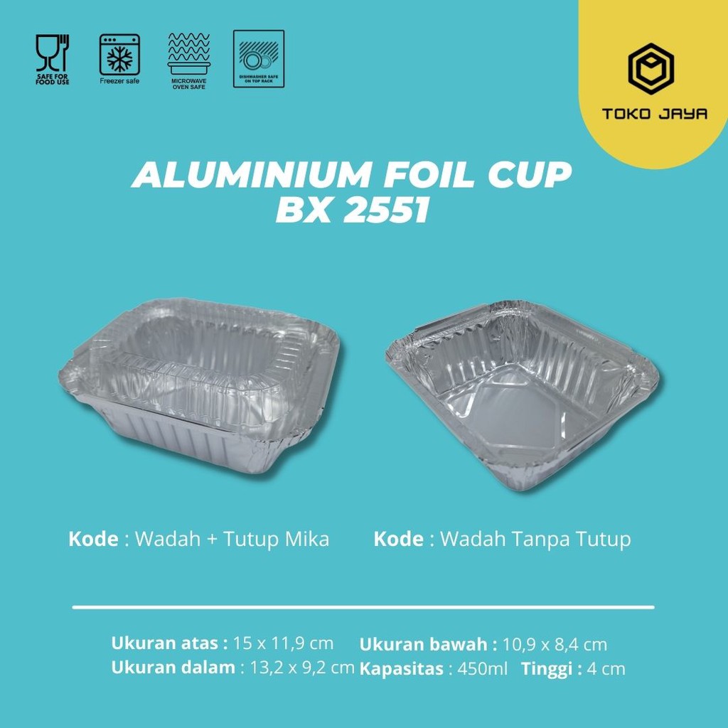 ALUMINIUM FOIL TRAY BX 2551 / ALUMUNIUM FOIL TRAY + TUTUP / READY STOCK